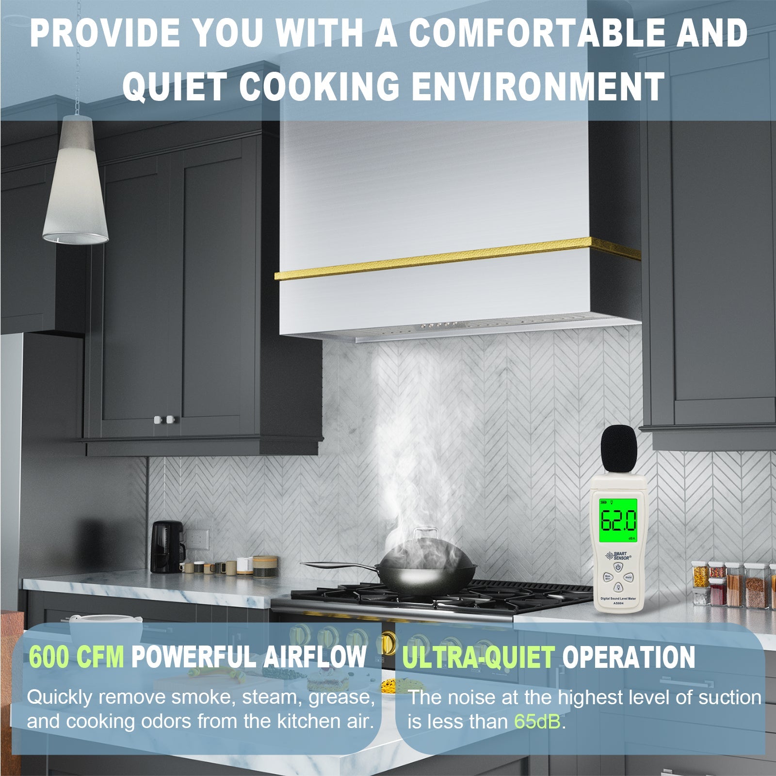 Akicon 36" Stainless Steel Wall Mount Range Hood with 600 CFM Vent Hood