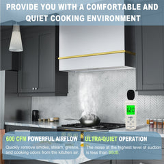 Akicon 36" Stainless Steel Wall Mount Range Hood with 600 CFM Vent Hood