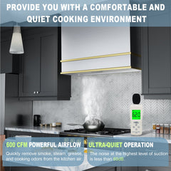 Akicon 36" Stainless Steel Wall Mount Range Hood with 600 CFM Vent Hood
