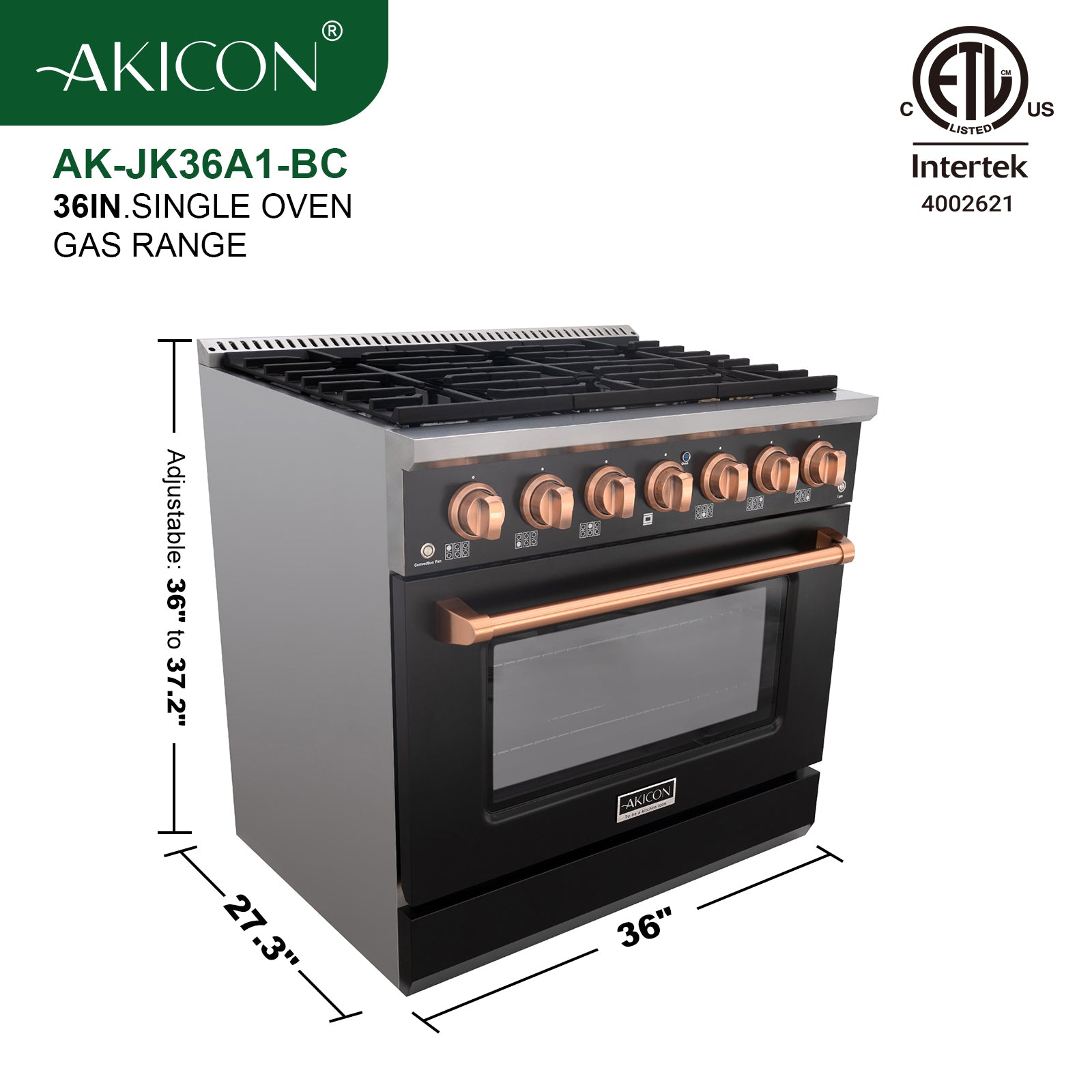 36" Slide-in Freestanding Professional Style Gas Range with 5.2 Cu. Ft. Oven, 6 Burners