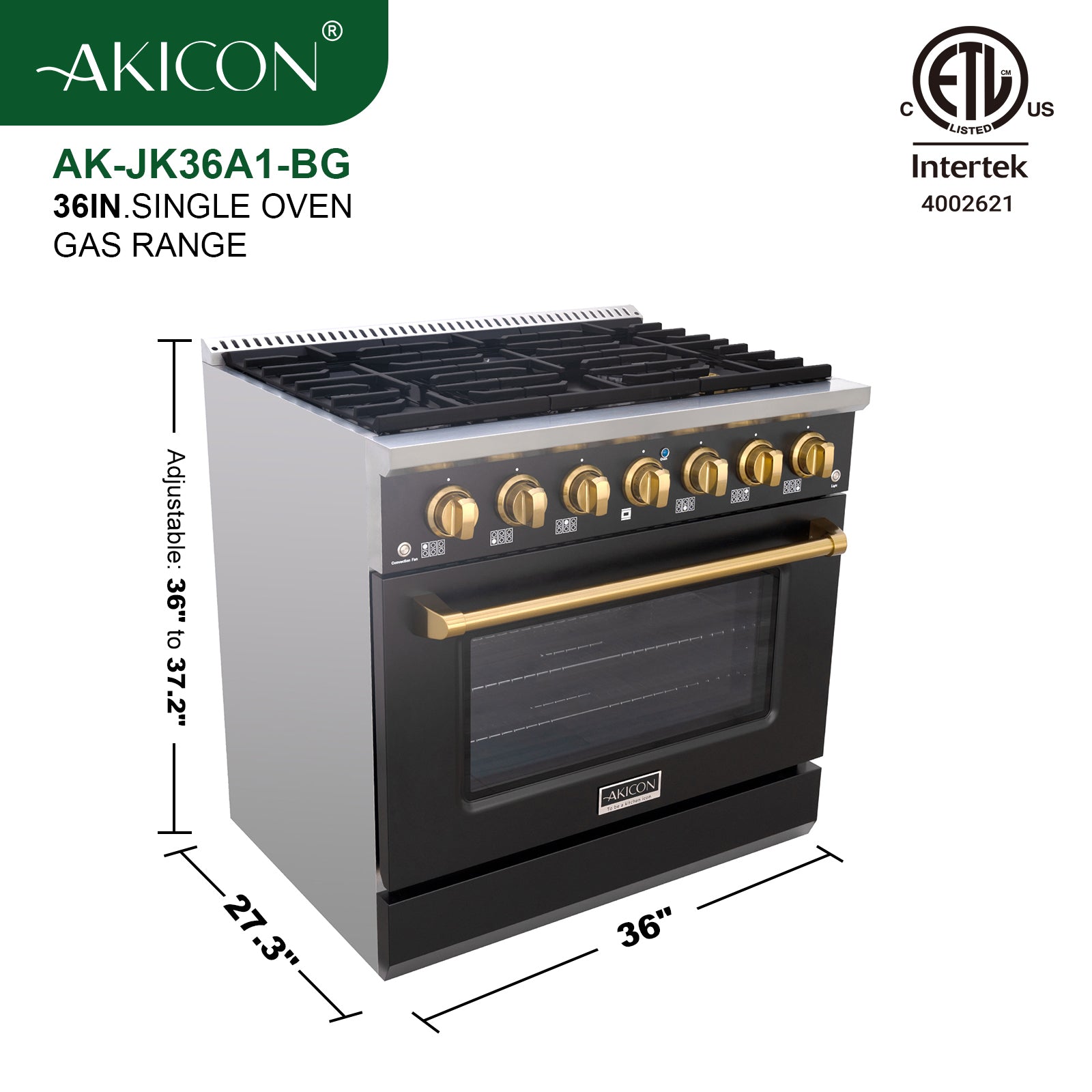 36" Slide-in Freestanding Professional Style Gas Range with 5.2 Cu. Ft. Oven, 6 Burners