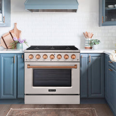 36" Slide-in Freestanding Professional Style Gas Range with 5.2 Cu. Ft. Oven, 6 Burners