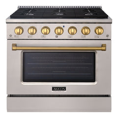 36" Slide-in Freestanding Professional Style Gas Range with 5.2 Cu. Ft. Oven, 6 Burners