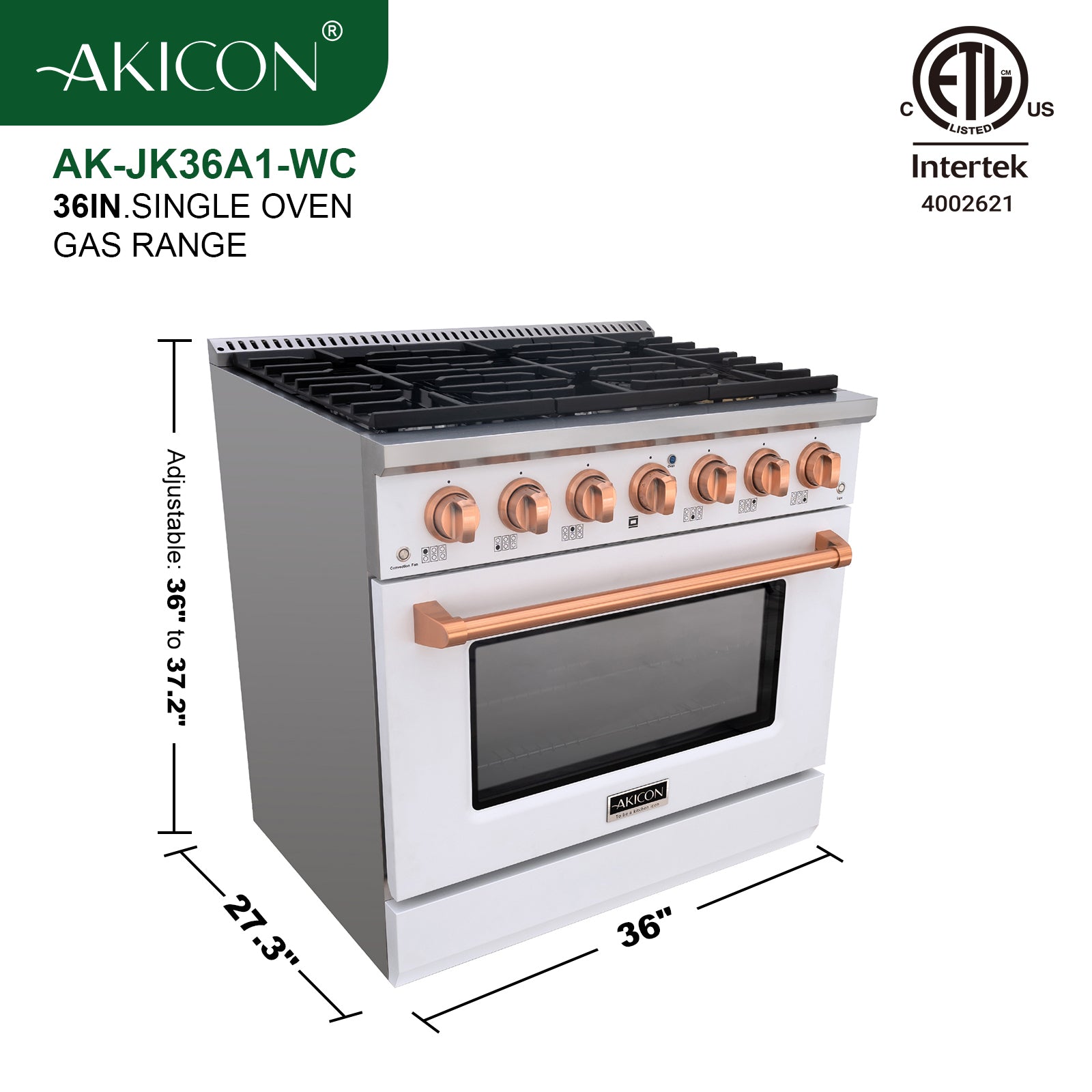 36" Slide-in Freestanding Professional Style Gas Range with 5.2 Cu. Ft. Oven, 6 Burners