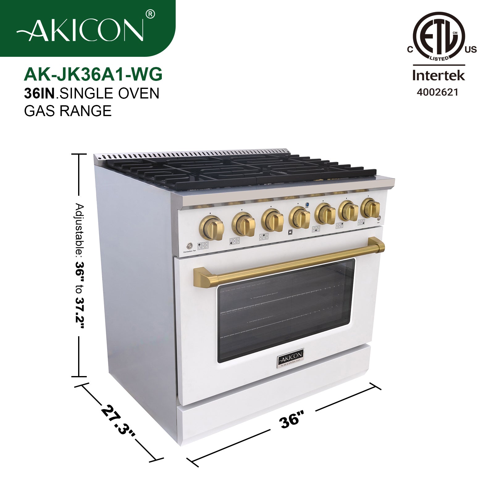 36" Slide-in Freestanding Professional Style Gas Range with 5.2 Cu. Ft. Oven, 6 Burners