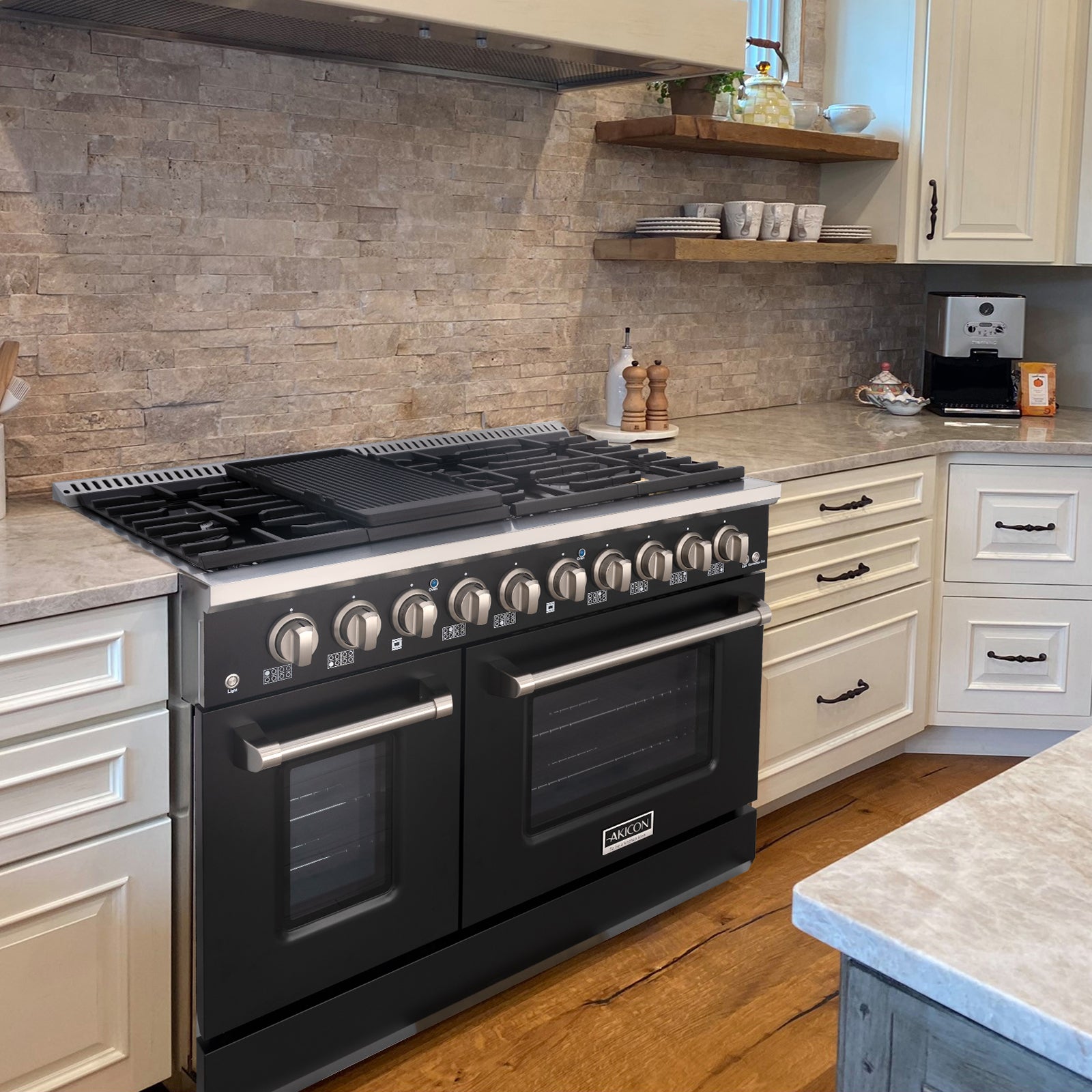 48" Slide-in Freestanding Professional Style Gas Range with 6.7 Cu. Ft. Oven, 8 Burners