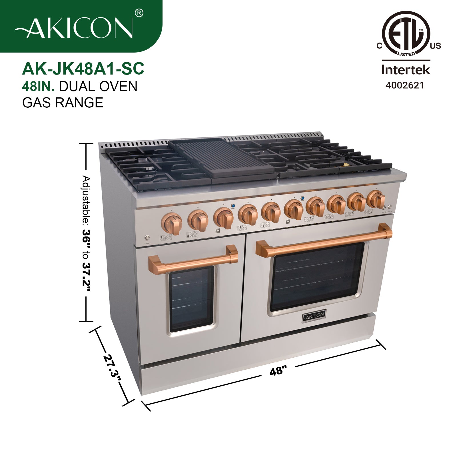 48" Slide-in Freestanding Professional Style Gas Range with 6.7 Cu. Ft. Oven, 8 Burners