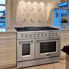 48" Slide-in Freestanding Professional Style Gas Range with 6.7 Cu. Ft. Oven, 8 Burners