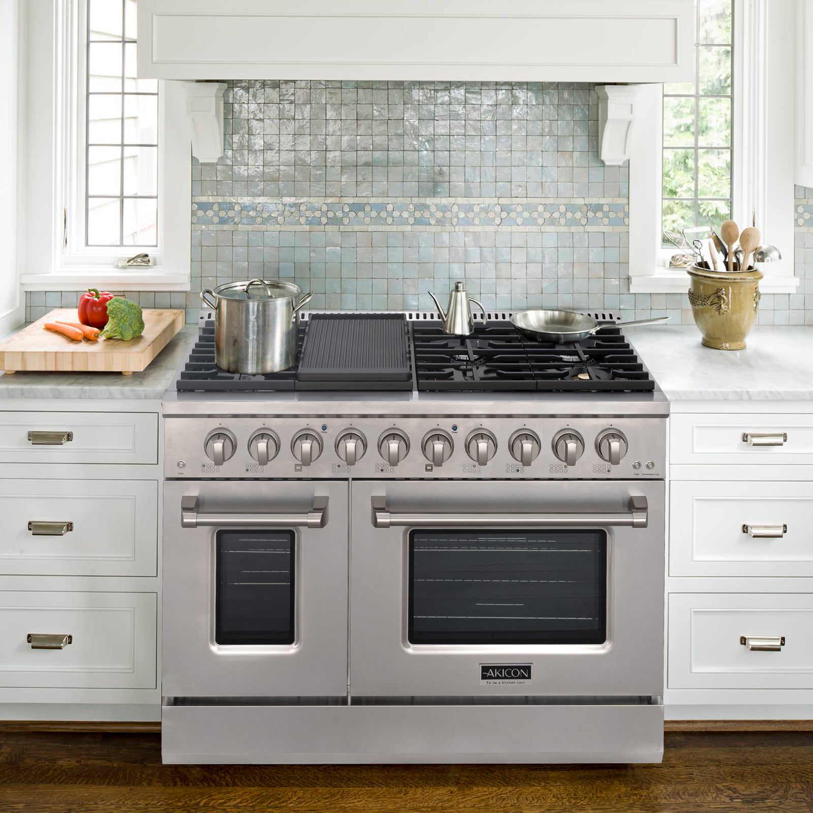 48" Slide-in Freestanding Professional Style Gas Range with 6.7 Cu. Ft. Oven, 8 Burners