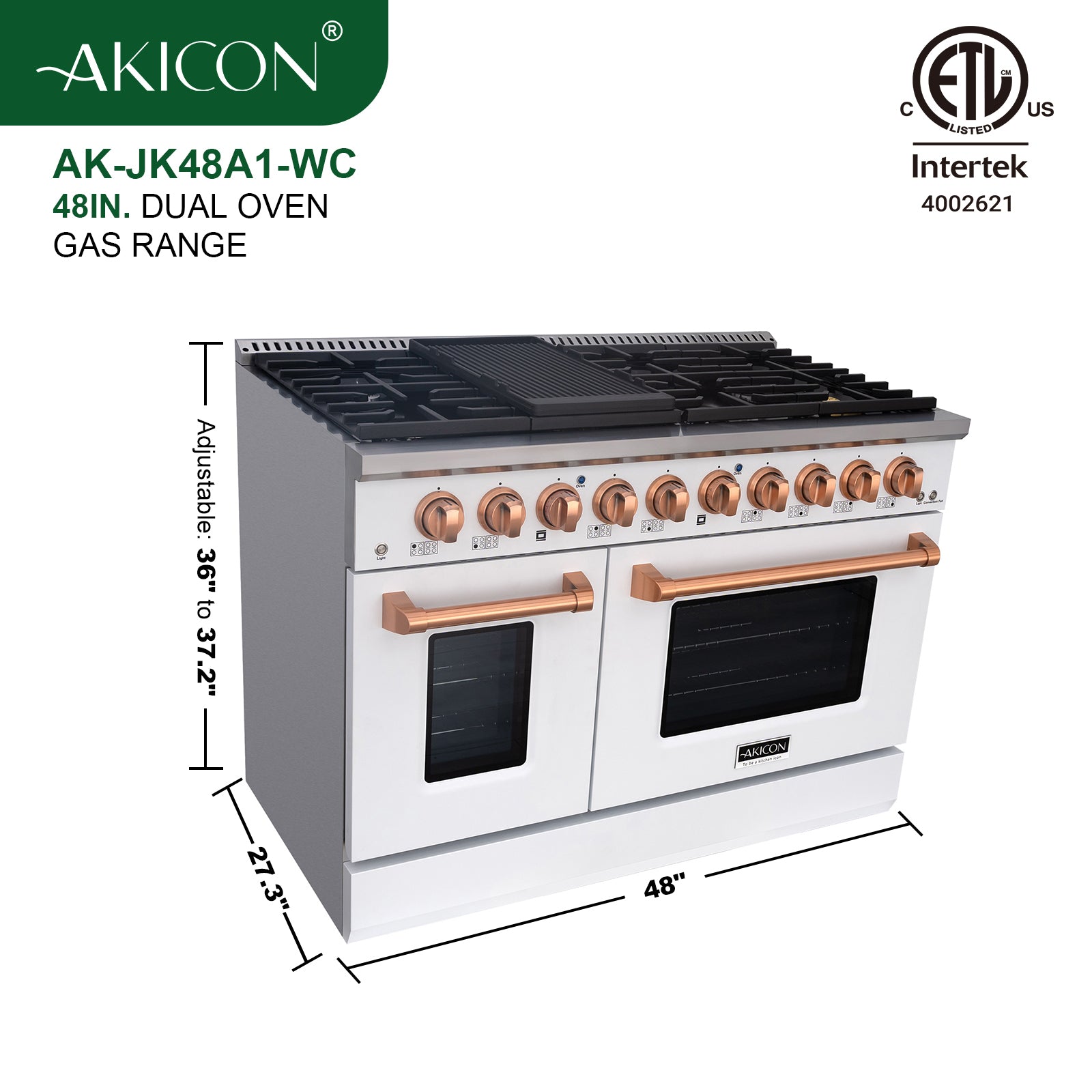 48" Slide-in Freestanding Professional Style Gas Range with 6.7 Cu. Ft. Oven, 8 Burners