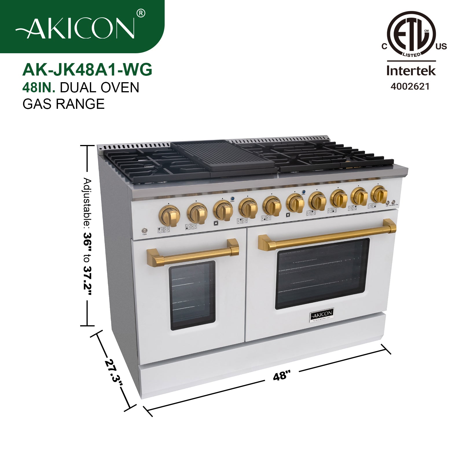 48" Slide-in Freestanding Professional Style Gas Range with 6.7 Cu. Ft. Oven, 8 Burners