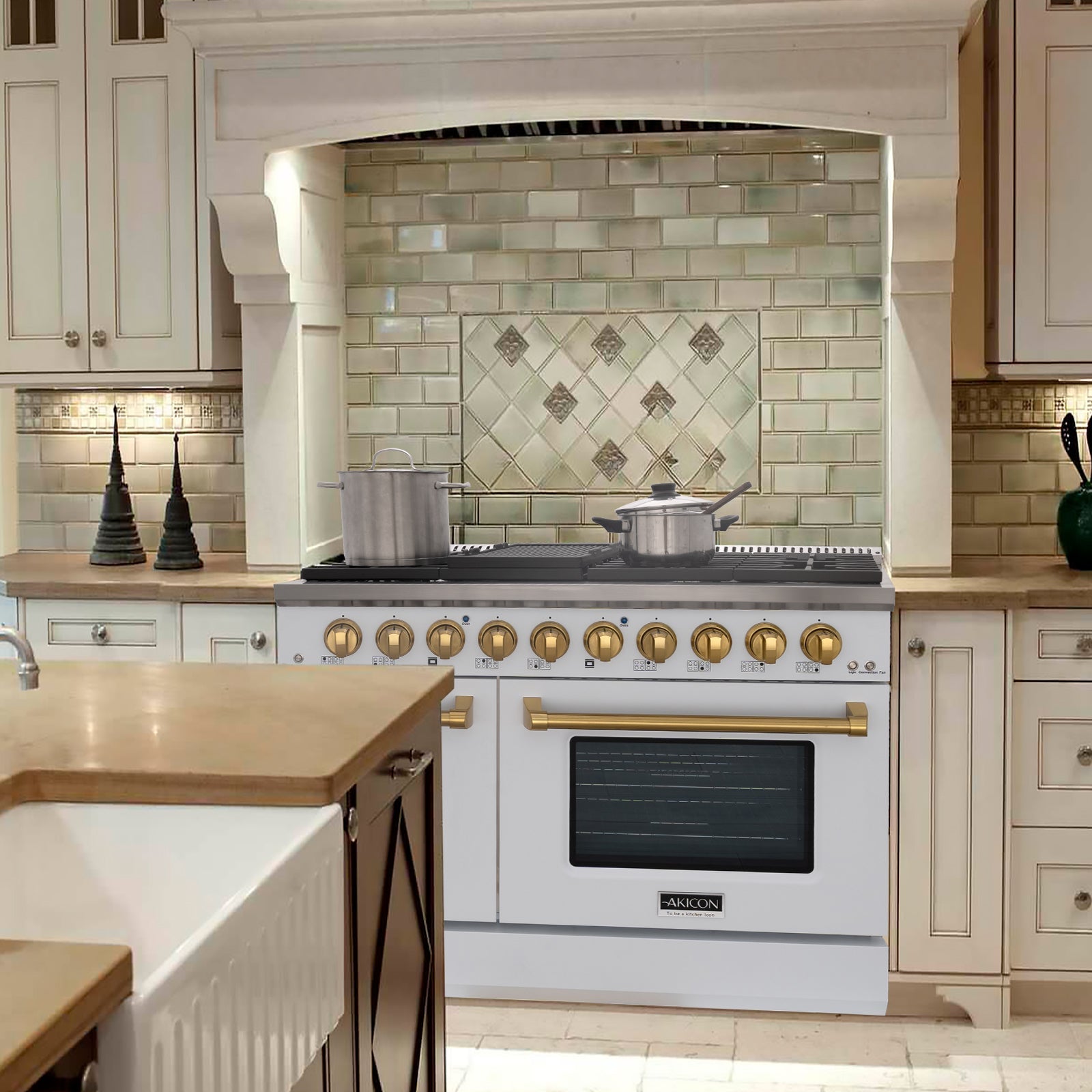 48" Slide-in Freestanding Professional Style Gas Range with 6.7 Cu. Ft. Oven, 8 Burners