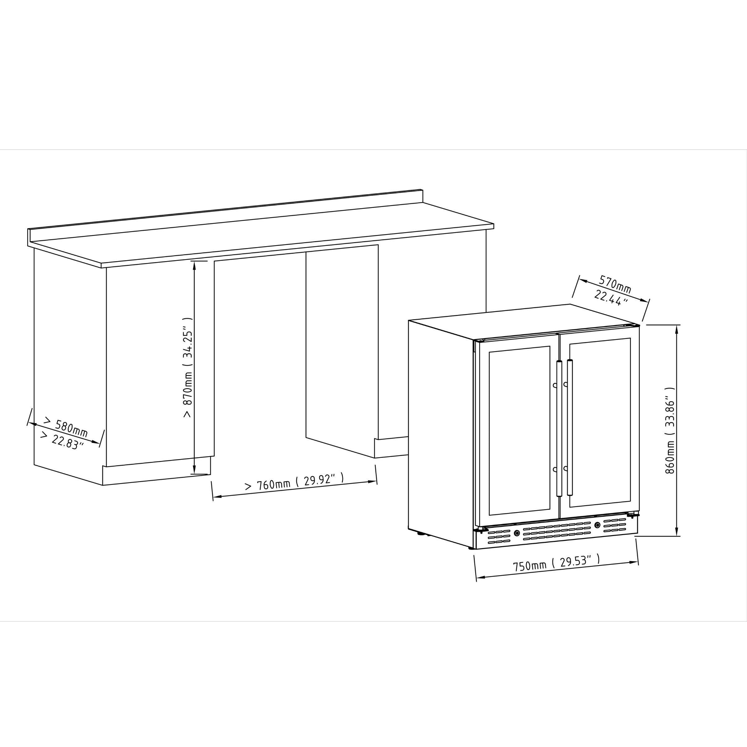 30-Inch Dual-Zone Beverage Refrigerator