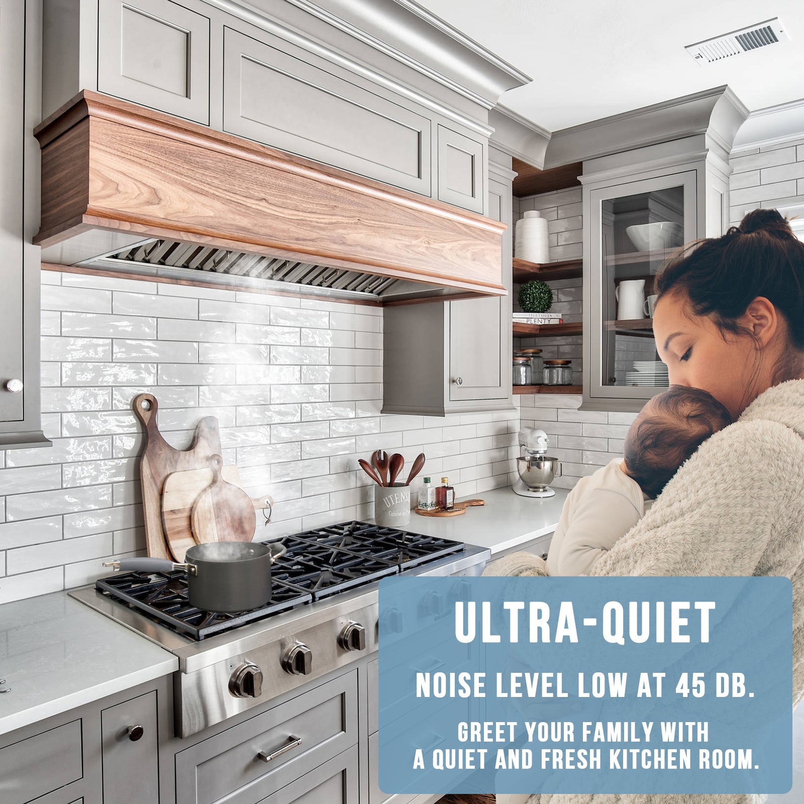 30" Range Hood Insert, Stainless Steel Kitchen Vent Hood with Dimmable LED Lights, 600CFM