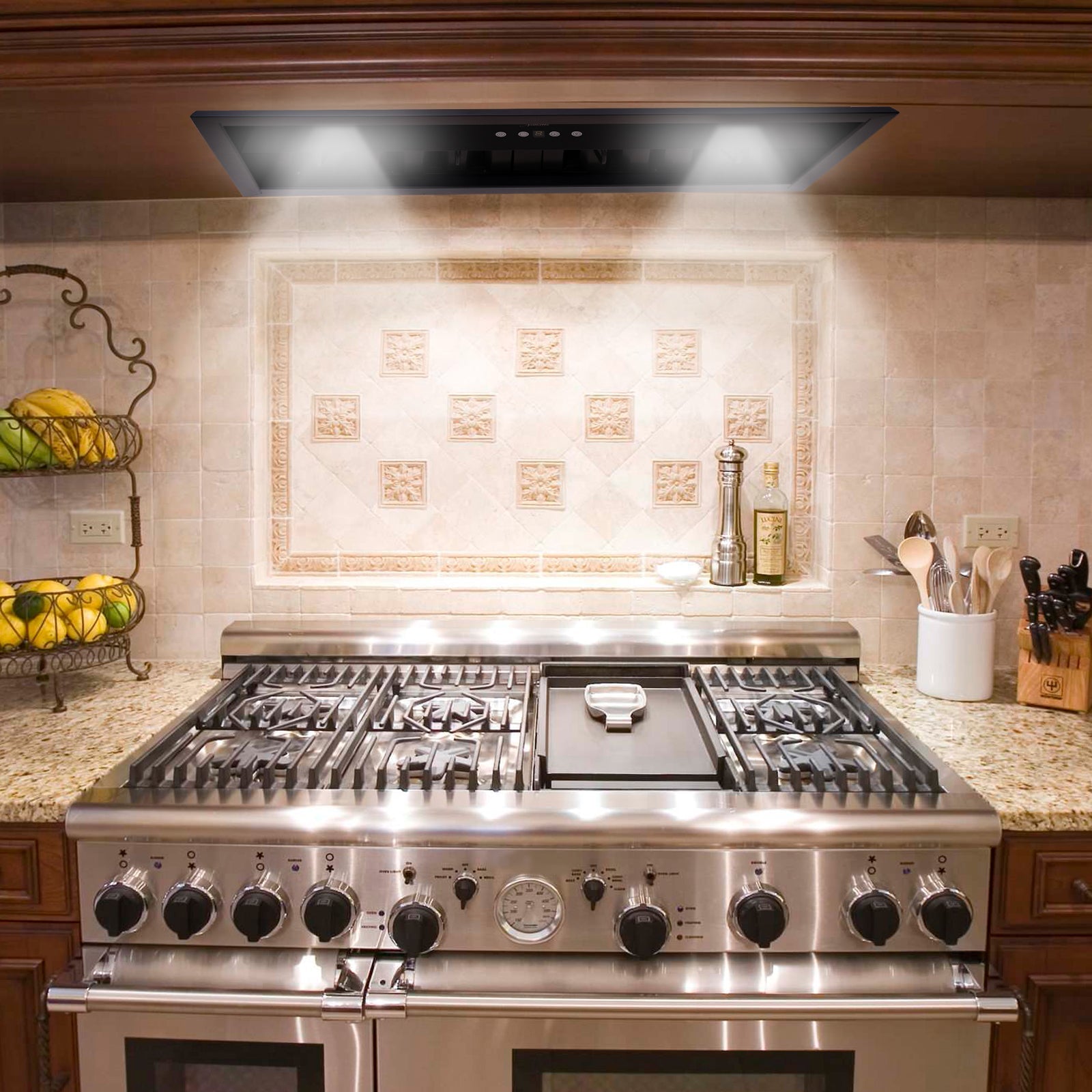 30" Range Hood Insert, Stainless Steel Kitchen Vent Hood with Dimmable LED Lights, 600CFM