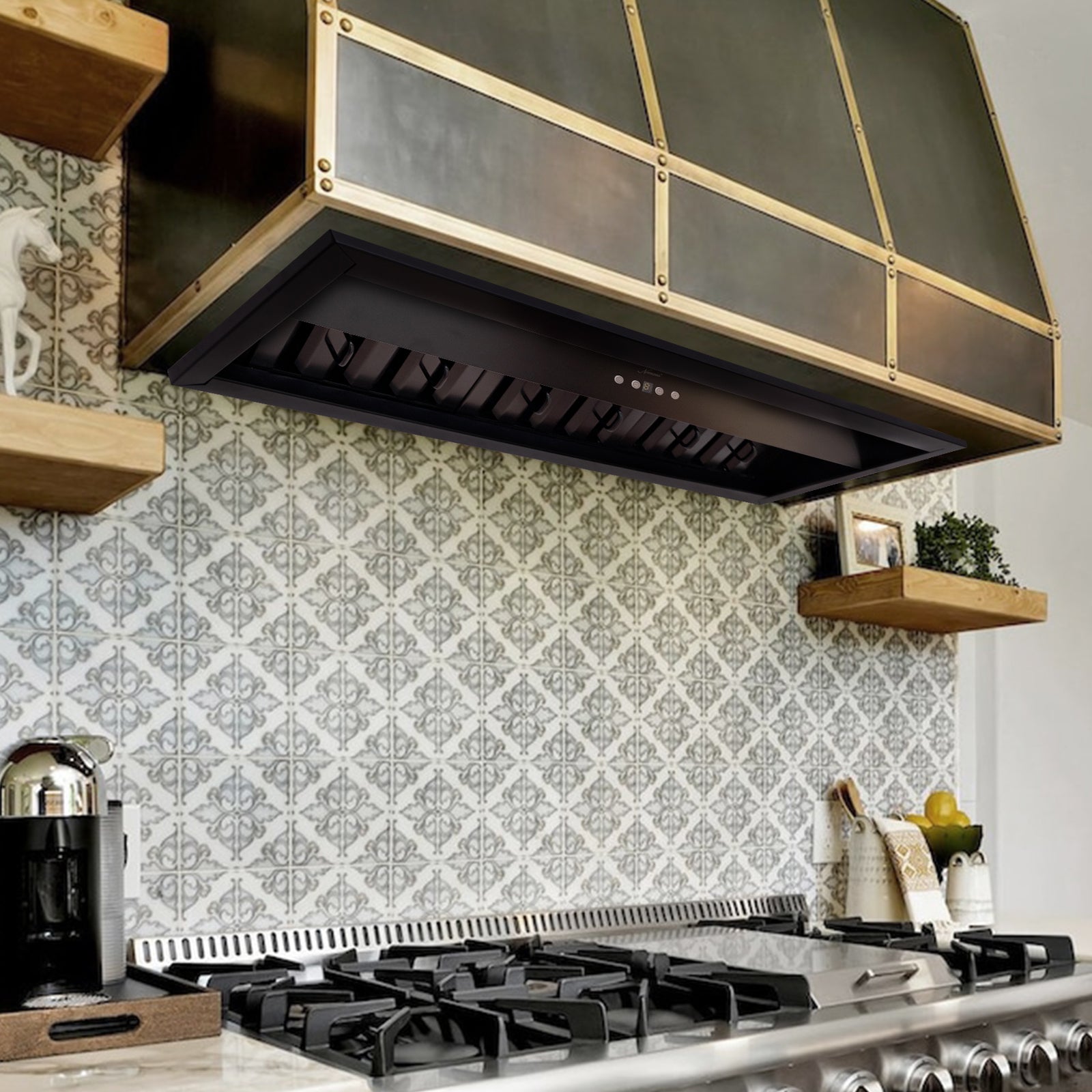36" Range Hood Insert, Stainless Steel Kitchen Vent Hood with Dimmable LED Lights, 600CFM