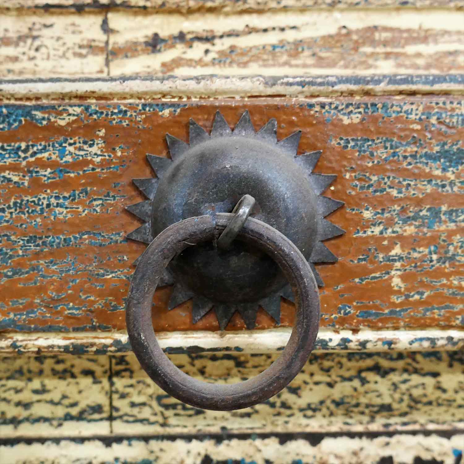 1900s Antique Door Upcycled Colored Patina Rustic 88 in. Long Credenza