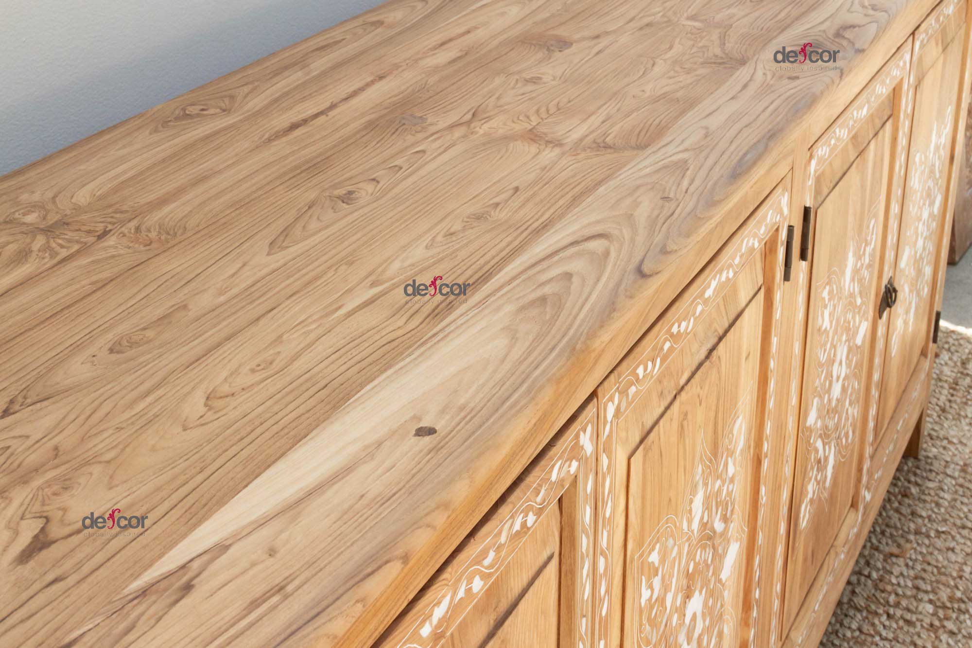84" Long Damascus Mother Of Pearl Inlay Sideboard