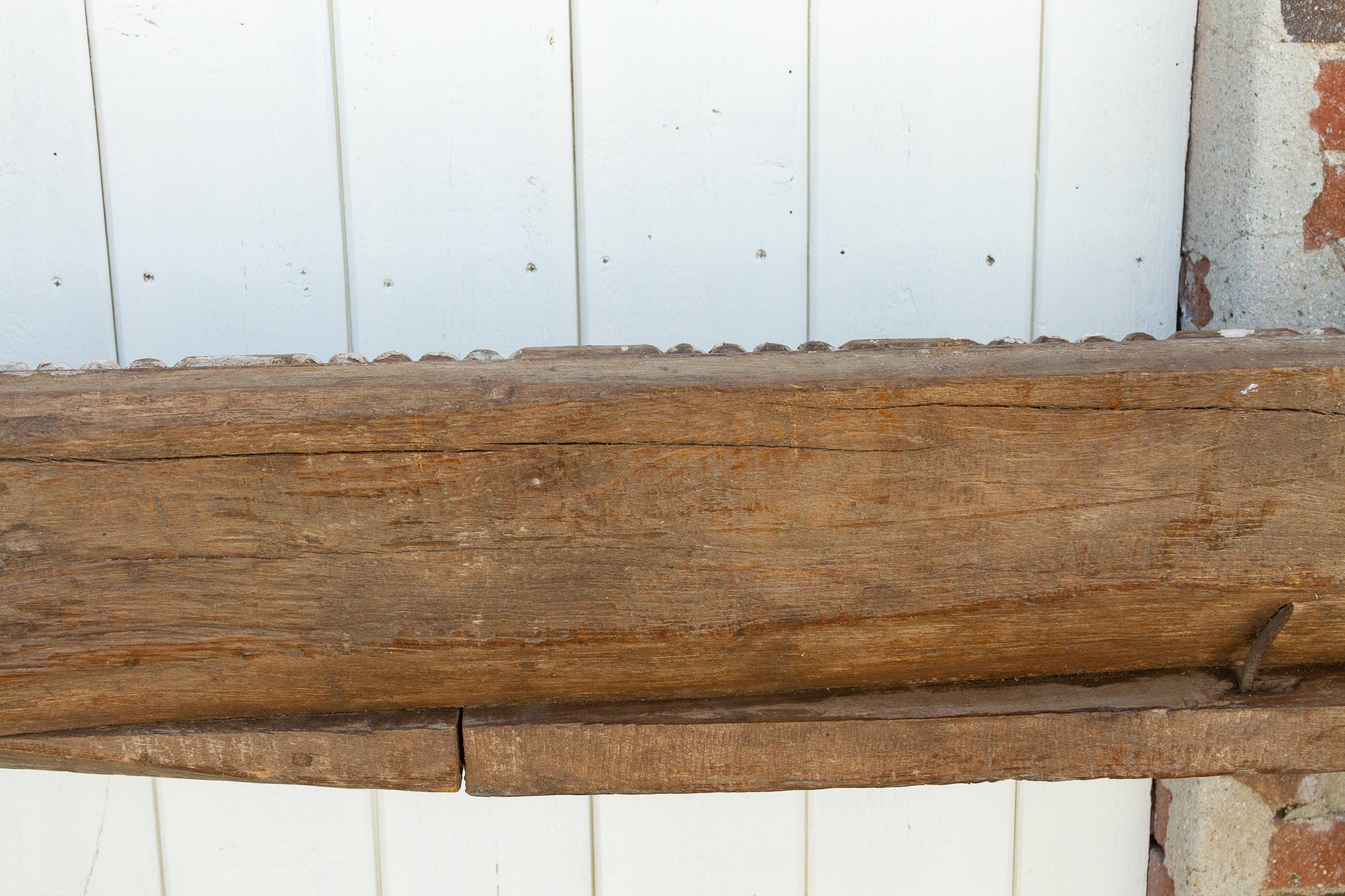 1840's Indian Pondicherry Floral & Elephant Carved Beam