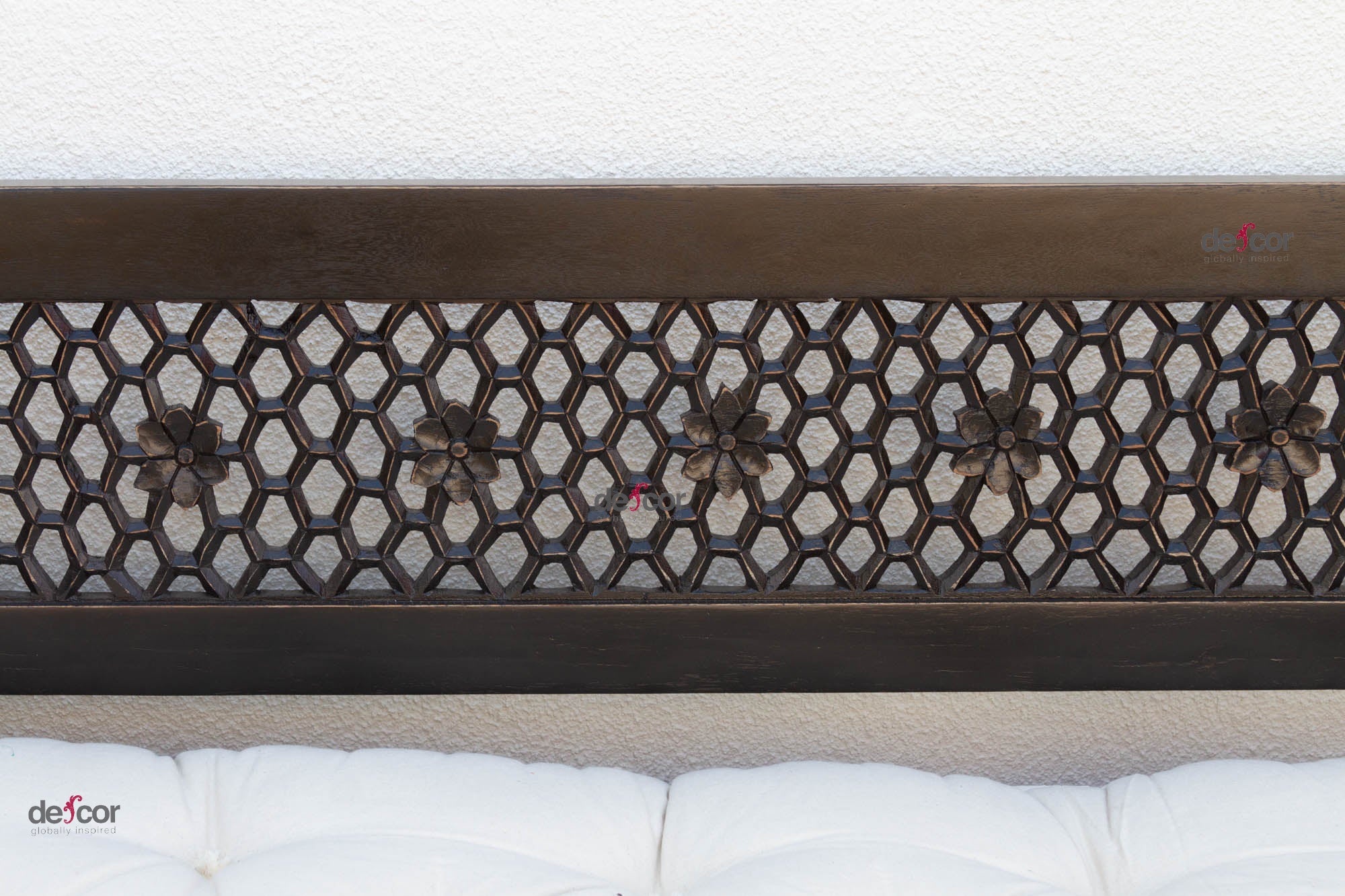8 Ft Long Onyx Floral Carved Daybed