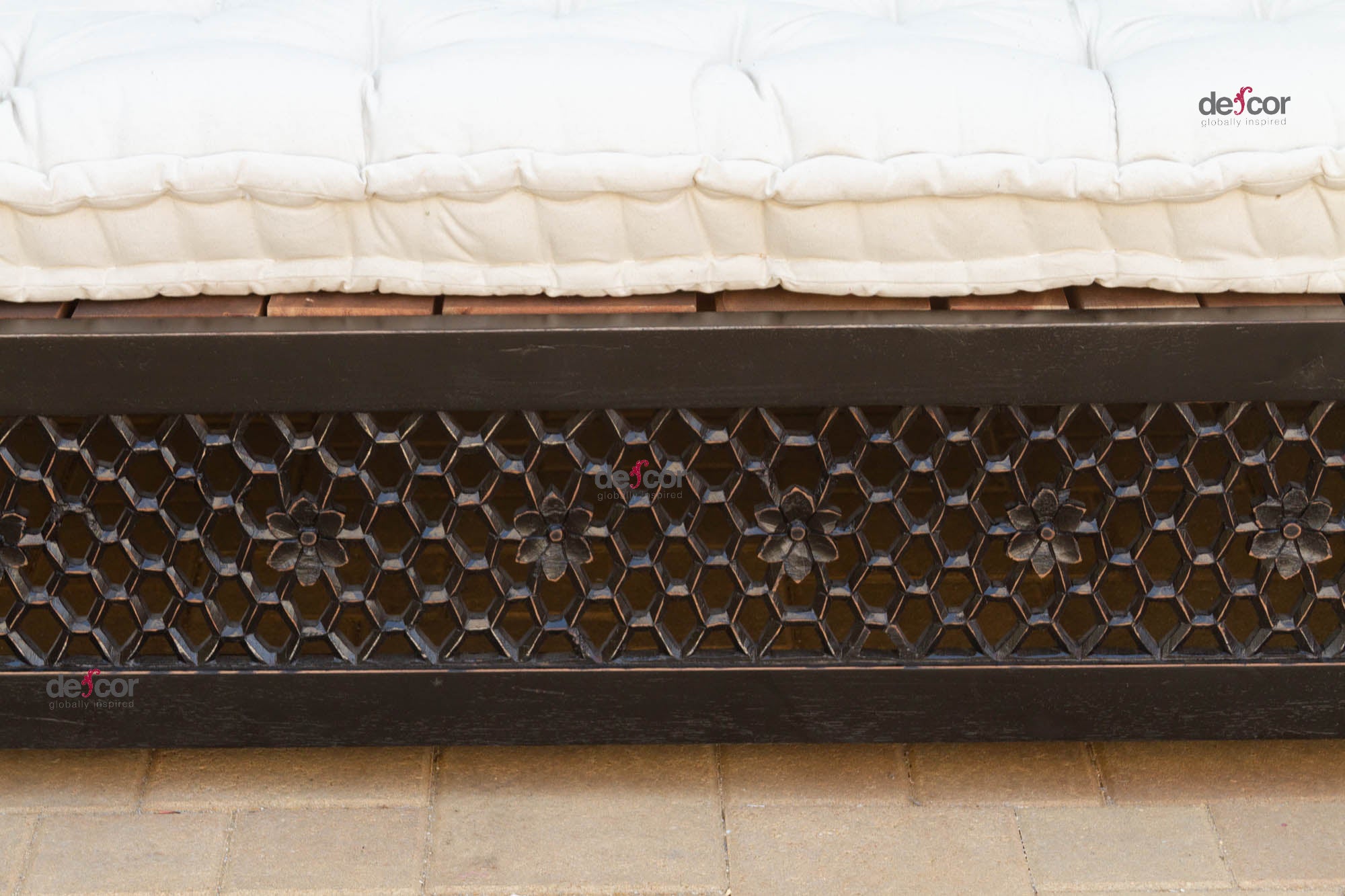 8 Ft Long Onyx Floral Carved Daybed
