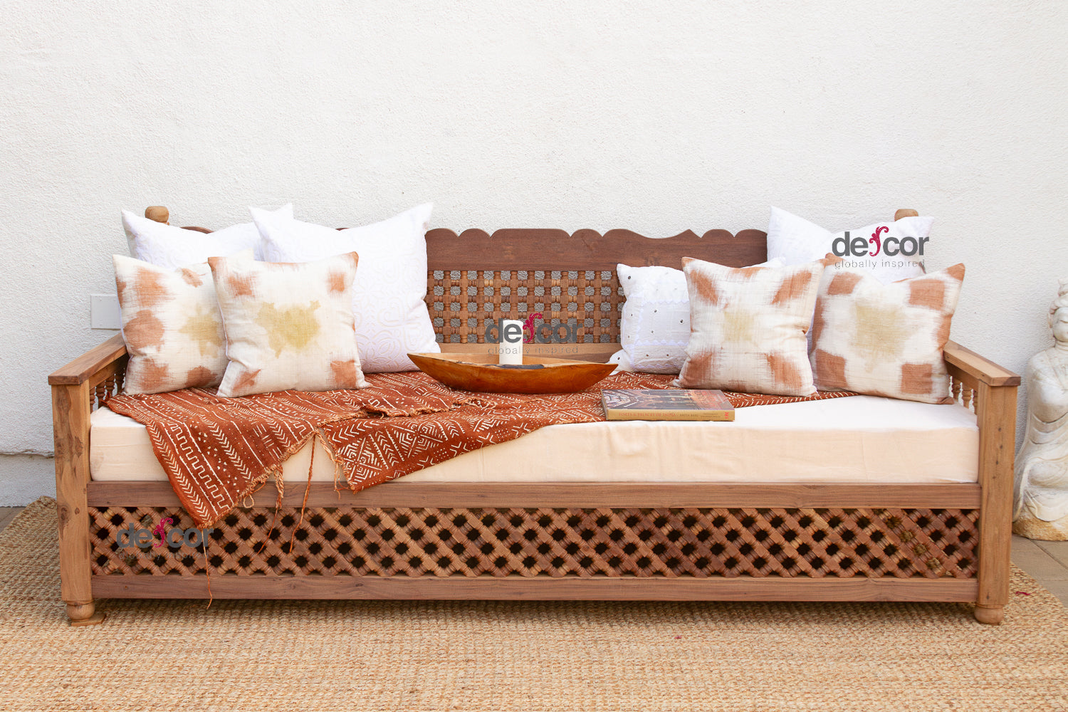 96" Long Moroccan Mousharabi Daybed Sofa