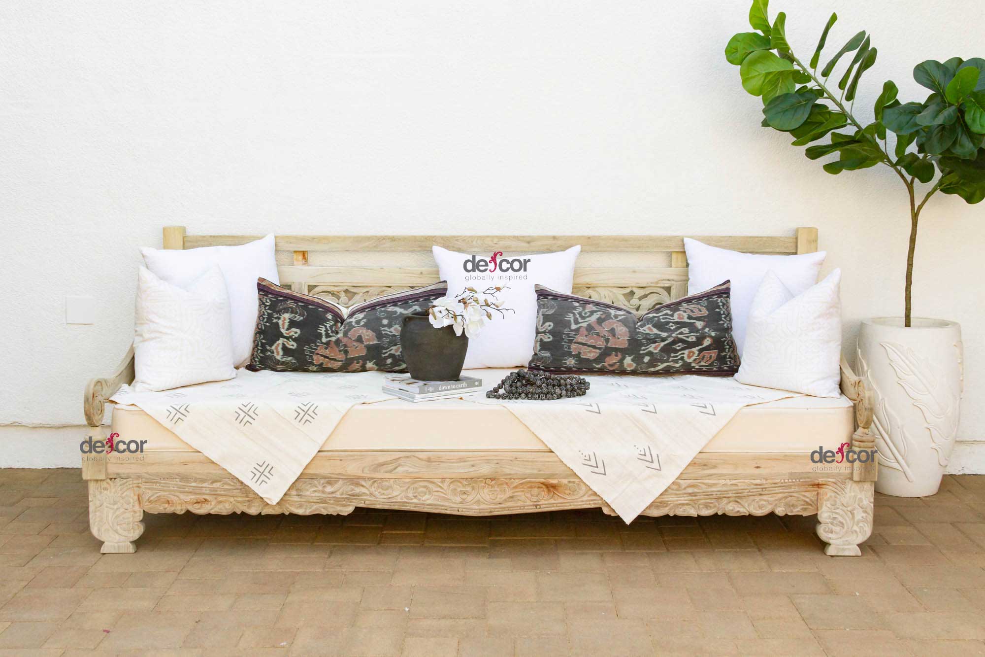 102" Beautifully Carved Opium Teak Daybed