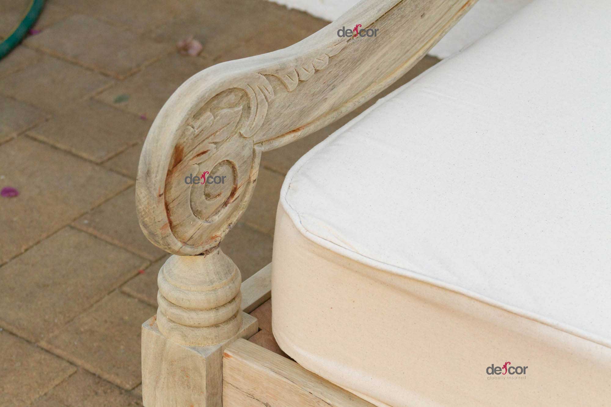 102" Beautifully Carved Opium Teak Daybed