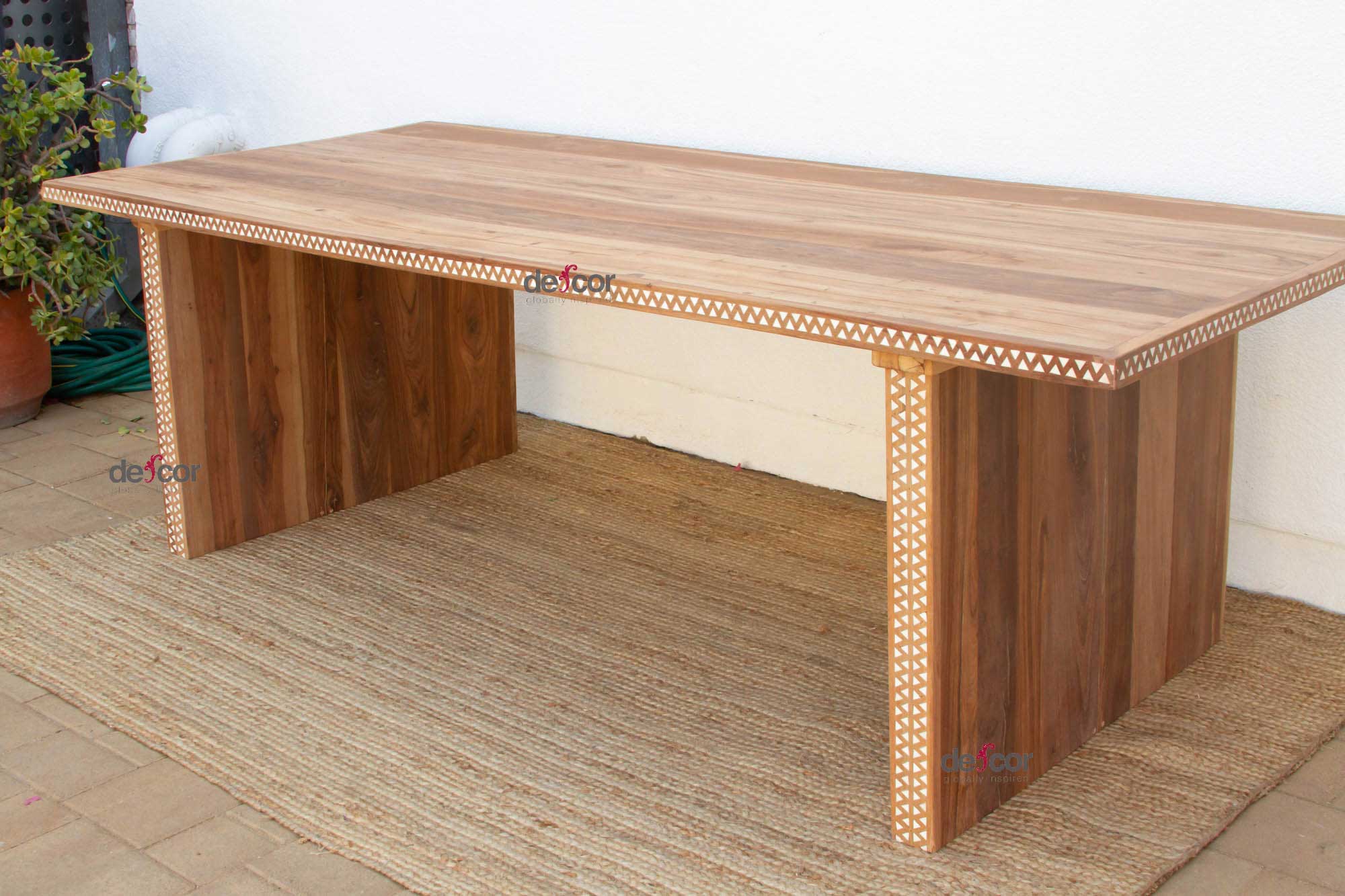 96" Long Mother of Pearl Inlay Dining Table