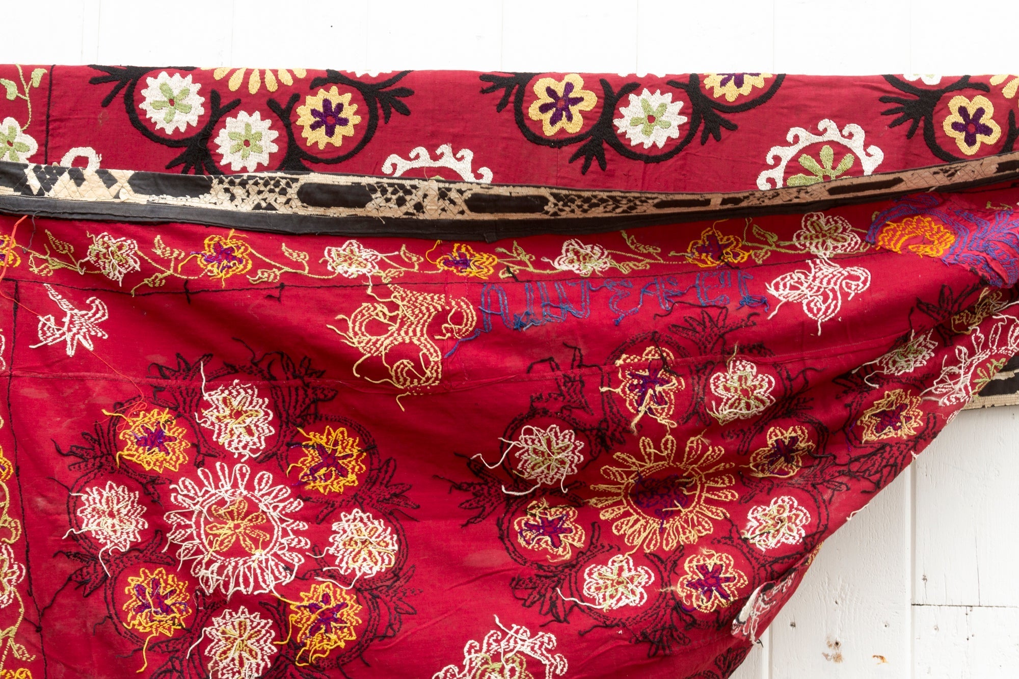 1970's Ruby Red Mandala Suzani Tapestry