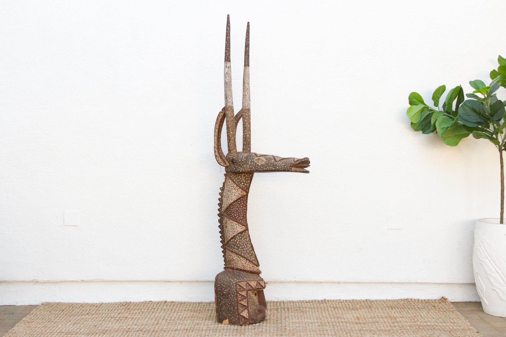 19th Century 83" Tall African Antelope Adone