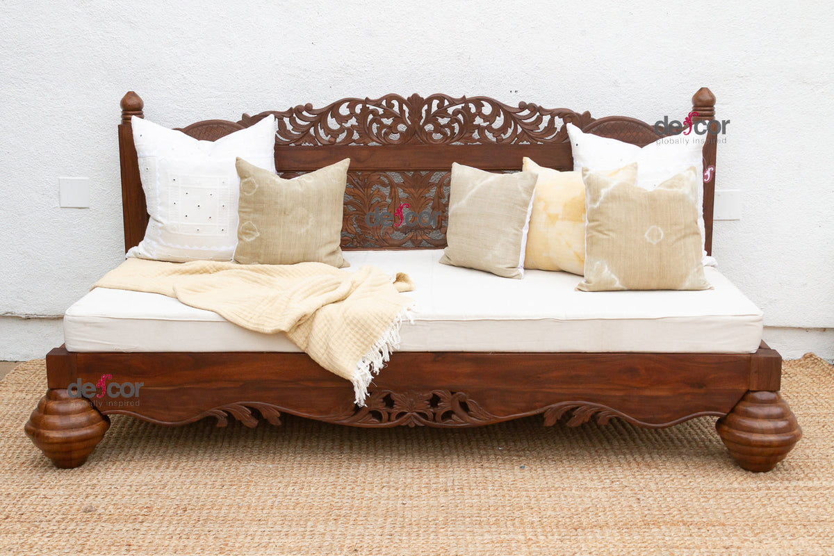76" Long Royal Bali Carved Reclaimed Teak Sofa