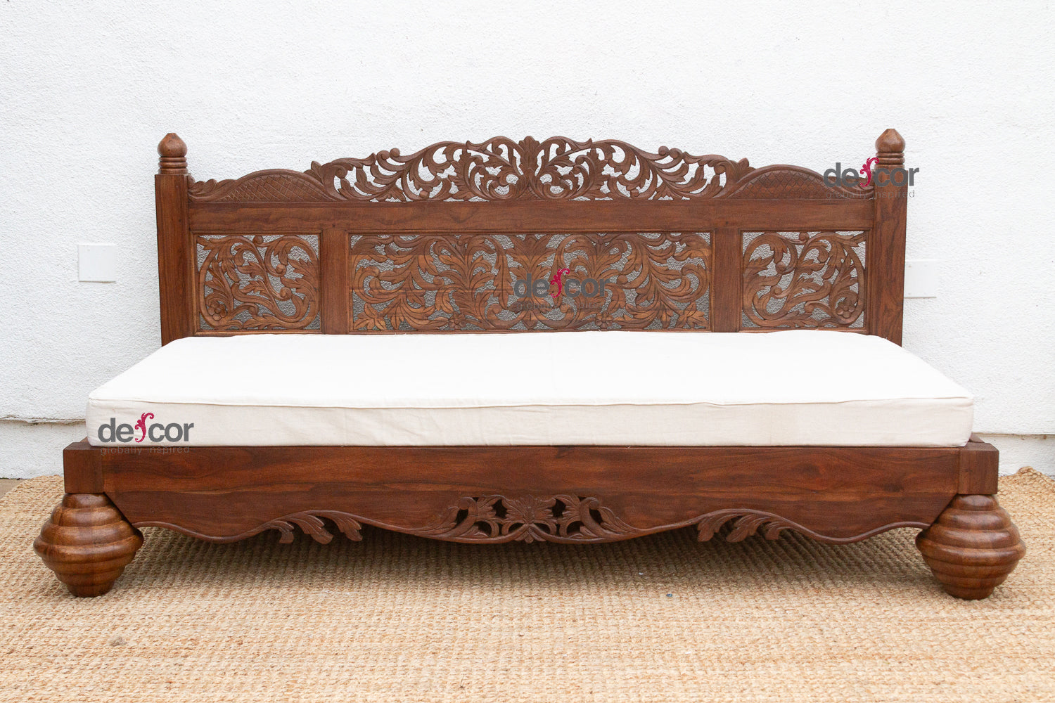 76" Long Royal Bali Carved Reclaimed Teak Sofa