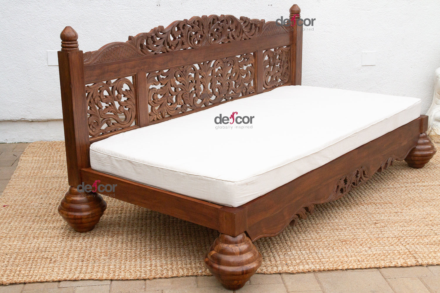 76" Long Royal Bali Carved Reclaimed Teak Sofa