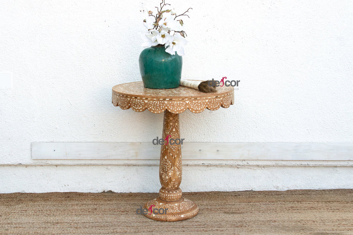 24" DM Scalloped Edge Inlay Side Table (Trade)