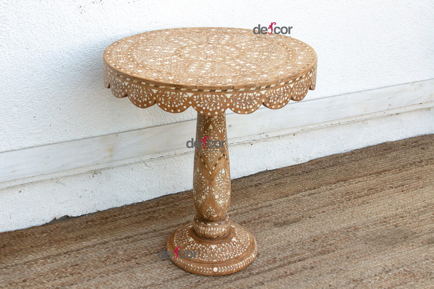 24" DM Scalloped Edge Inlay Side Table (Trade)