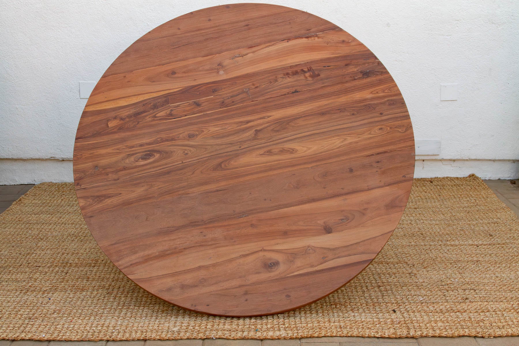 60" DM Round Burma Teak Carved Pedestal Table