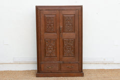 19th Century Carved Medallion Slim Cabinet
