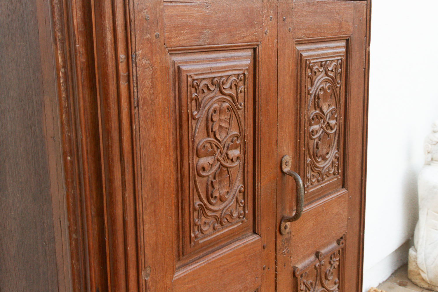 19th Century Carved Medallion Slim Cabinet