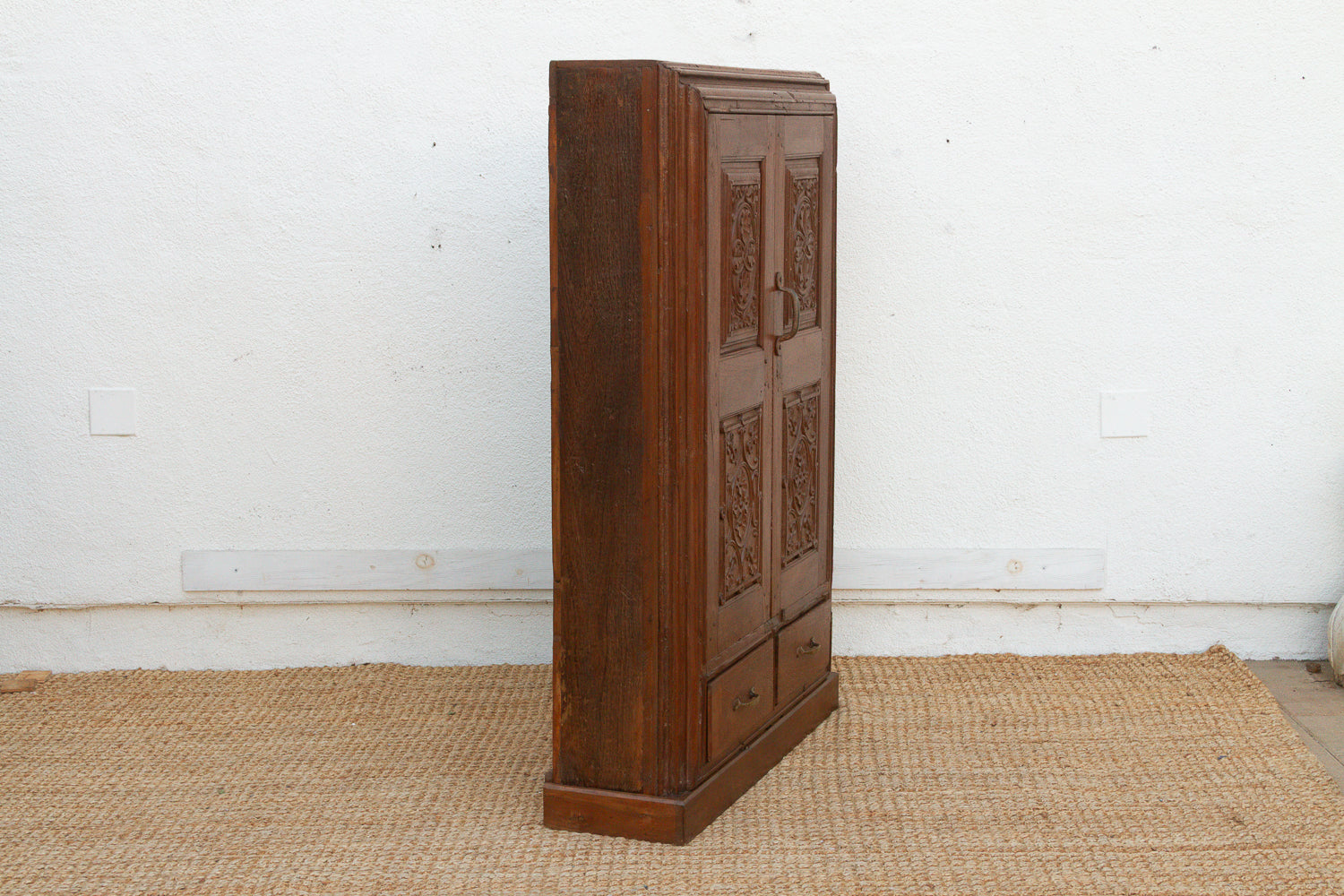 19th Century Carved Medallion Slim Cabinet