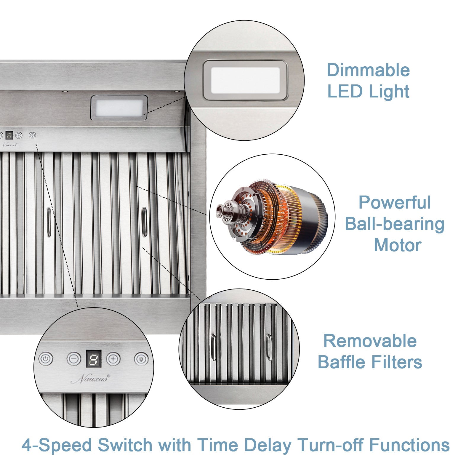 30" Range Hood Insert, Ultra Quiet Stainless Steel 6" Ducted with 600 CFM Powerful Suction