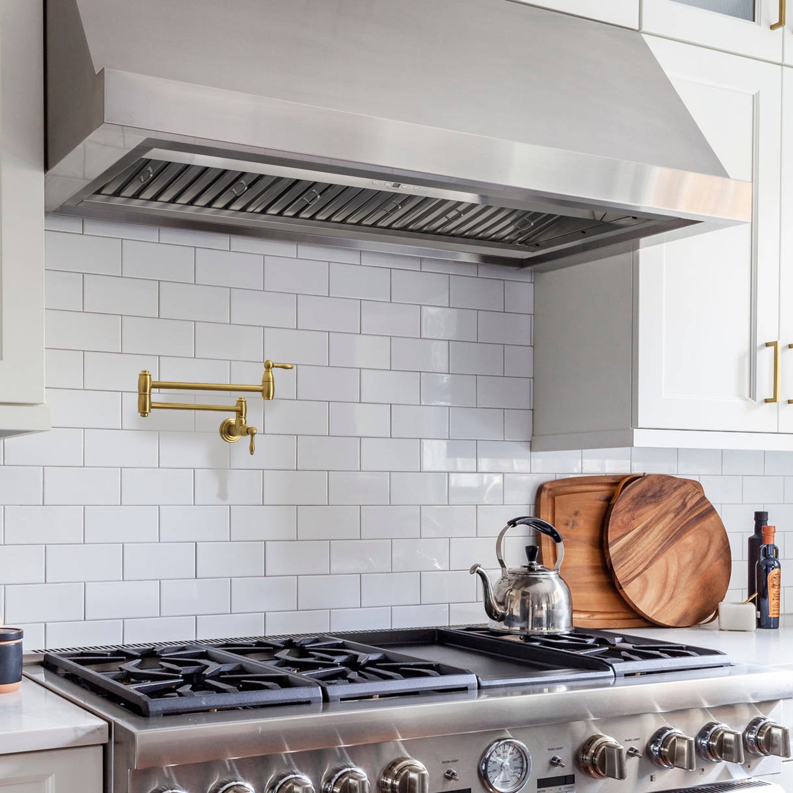 42" Range Hood Insert, Ultra Quiet Stainless Steel 8" Ducted with 1200 CFM Powerful Suction
