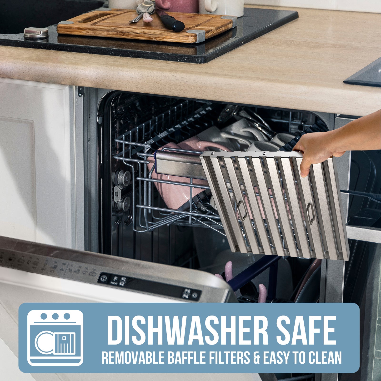 48" Range Hood Insert, Ultra Quiet Stainless Steel 8" Ducted with 1200 CFM Powerful Suction