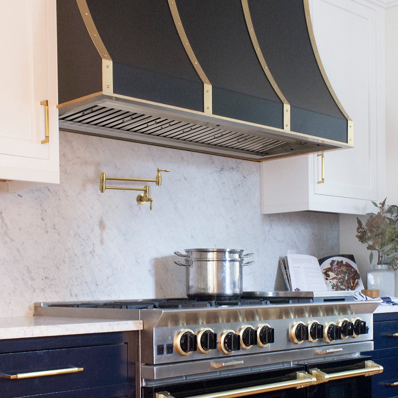 48" Range Hood Insert, Ultra Quiet Stainless Steel 8" Ducted with 1200 CFM Powerful Suction