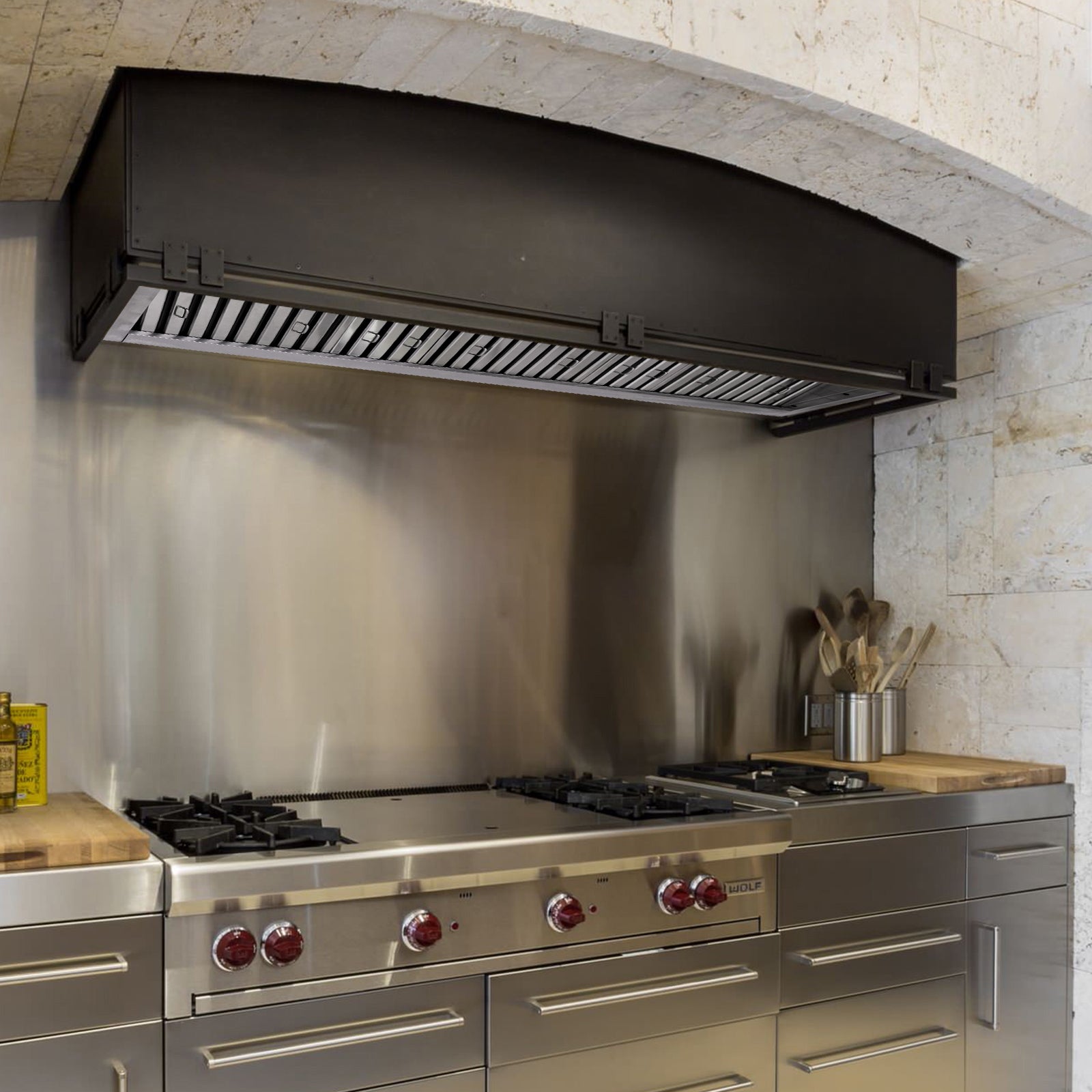 54" Range Hood Insert, Ultra Quiet Stainless Steel 8" Ducted with 1200 CFM Powerful Suction