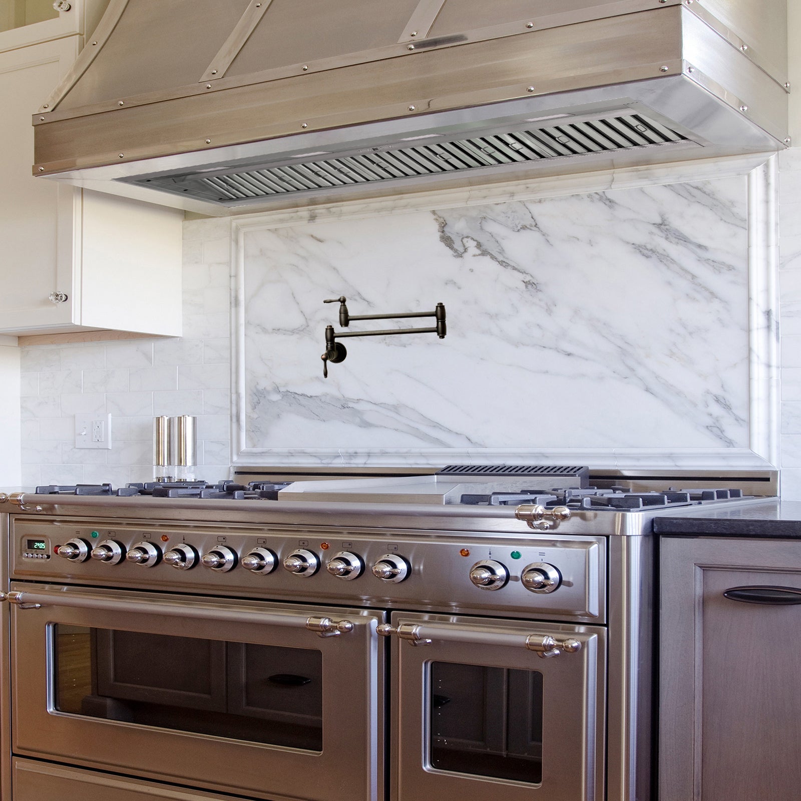 54" Range Hood Insert, Ultra Quiet Stainless Steel 8" Ducted with 1200 CFM Powerful Suction