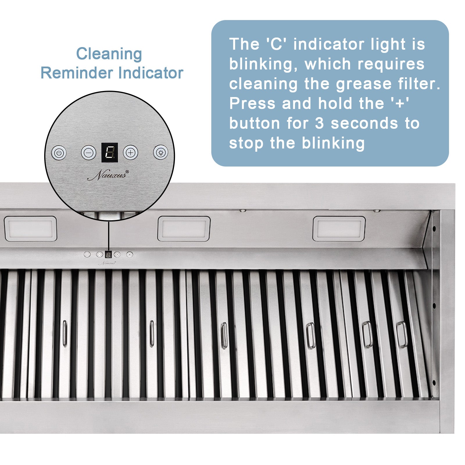 54" Range Hood Insert, Ultra Quiet Stainless Steel 8" Ducted with 1200 CFM Powerful Suction