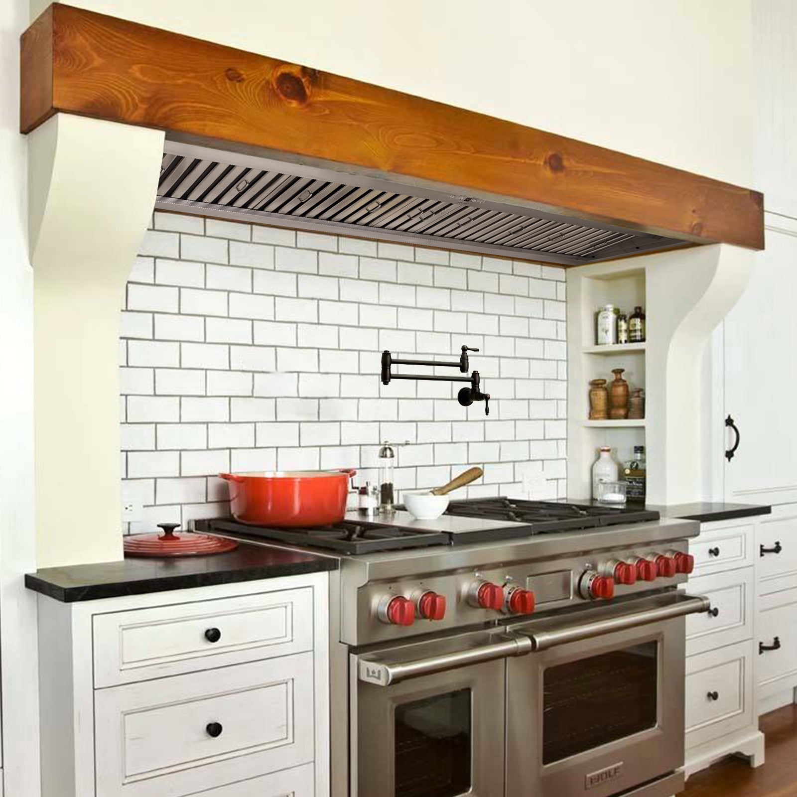 60" Range Hood Insert, Ultra Quiet Stainless Steel 8" Ducted with 1200 CFM Powerful Suction
