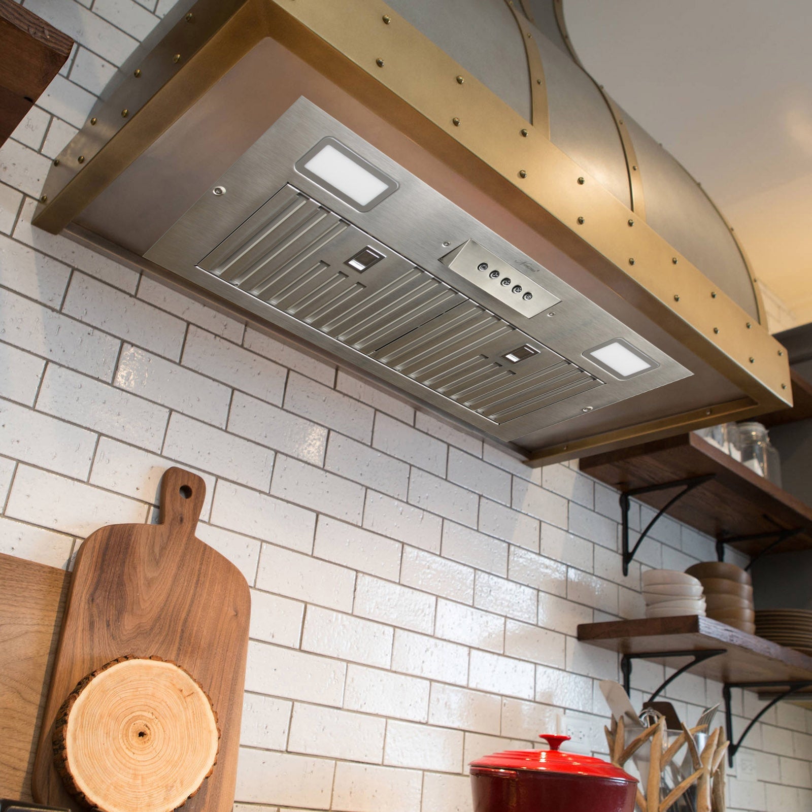 30" Range Hood Insert, 600 CFM Built-in Stainless Steel Kitchen Hood with LED Lights
