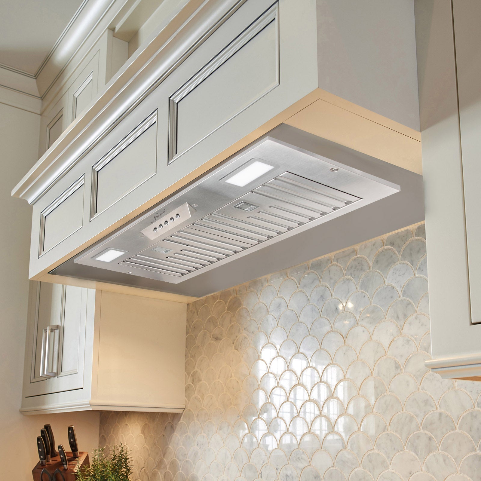 30" Range Hood Insert, 600 CFM Built-in Stainless Steel Kitchen Hood with LED Lights
